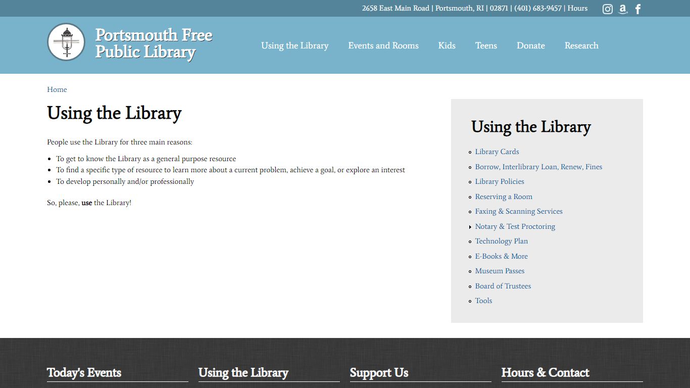 Using the Library | Portsmouth Free Public Library